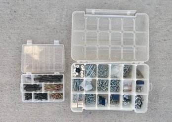 Plastic Storage Containers With Fasteners - Lot Of Two