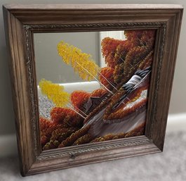 Beautiful Fall Mountain Scenery Hand Painted On Mirror