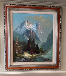 Unique Silver Framed Mountain Scenery Painting