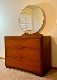 Antique Kling Factories Walnut 3 Drawer Dresser W/ Mirror