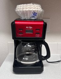 Red Mr. Coffee 12 Cup Coffee Maker W/ Coffee Filters