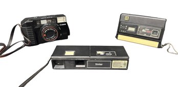 Vintage Canon, Vivitar, And Kodak Cameras - Set Of 3