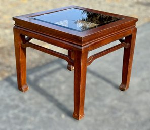 Glass Top Wooden Side Table