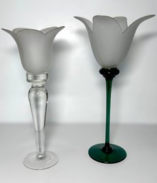 Beautiful Frost Tulips W/ Glass Stems
