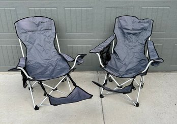 Eddie Bauer Folding Chair With Leg Rest  Lot Of 2