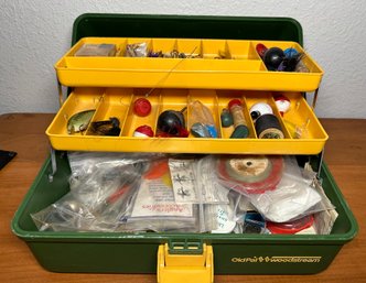 Full Mark II Tackle Box W/ Vintage Lures, Hooks, Flies, Weights & More