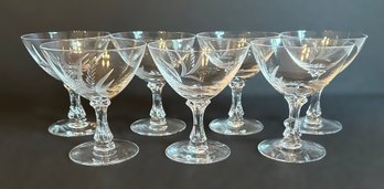 Fostoria Crystal Wheat Etched Sherbert Glasses - Set Of 7