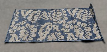 Rectangular Cream And Blue Floral Mat/rug