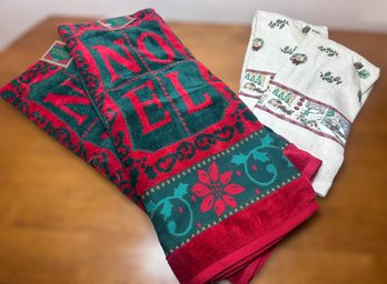 Assortment Of Brand New And Slightly Used Christmas Towels