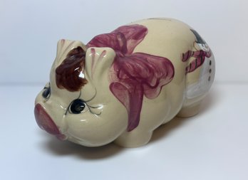 Adorable Hand Painted Christmas Ceramic Piggy Bank