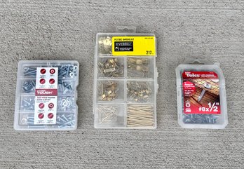 Hardware Lot Of Three - Screws, Nuts, And Picture Hanging Kits