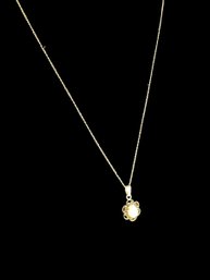Vintage 14k Yellow Gold Necklace W/ Opal Pendent