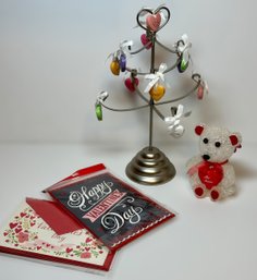 Decorative Valentines Heart Tree, Bear And Cards