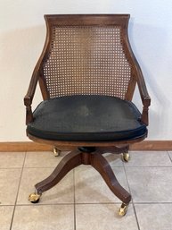 Vintage Cane Back Swivel Office Chair
