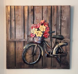 Wood Planks Bike W/flowers Wall Art Decor