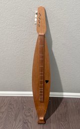Vintage Wood Dulcimer 4 Strings Instrument With Heart Cut Out