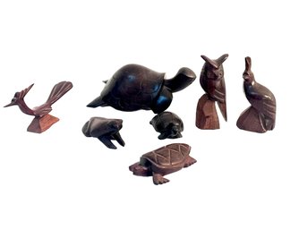 Great Collection Of Mini Hand Carved Animals - Set Of 7