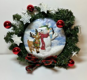 Vintage Polar Bear And Deer Avon Christmas Wreath