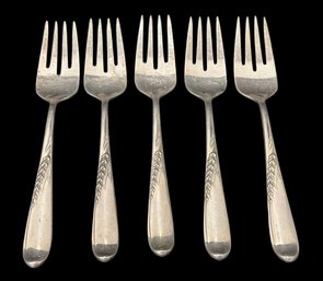 Reed And Barton Sterling Silver Salad Forks Wheat Collection - Set Of 5