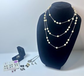 Beautiful Collection Of Fashion Earrings, Necklaces, And A Broach