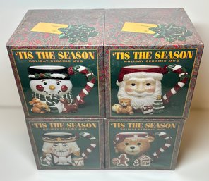Brand New Tis The Season Holiday Mugs - Set Of 4