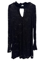 Black Lace Inspired Cover Long Sleeve Dress W/ Flared Wrists