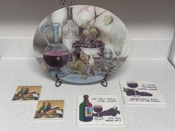 Assortment Of Wine Themed Kitchen Accessories - Set Of 5