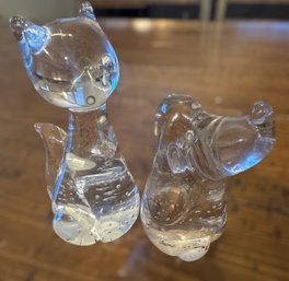 Kitten And Puppy Bubble Glass Figurines - Set Of 2
