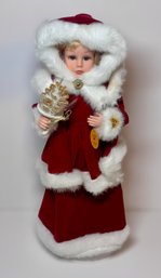 Christmas Girl Doll W/ Lightup Pinecone