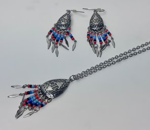 Beaded Southwestern Inspired Necklace And Earrings