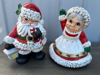 Vintage Ceramic Mr & Mrs Claus - Set Of 2