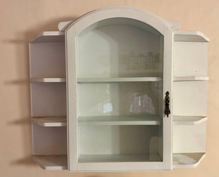 White Wall Hanging Display Case W/ Shelves And Glass Door