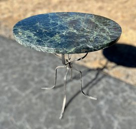 Green Marble Table Top W/ Metal Base