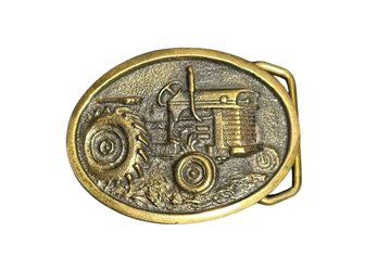 Unique Solid Brass Tractor Farming Belt Buckle