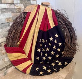 Beautiful Tea Stained American Flag Wreath
