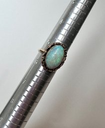 Vintage Opal And 10k Gothic Stamped Ring Size 5.5