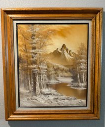 Original Hand-painted Golden Mountain Scenery