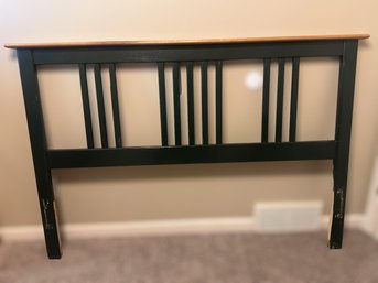 Forest Green And Oak Wood Queen Headboard And Footboard W/ Sierra Sleep Queen Mattress And Bed Frame