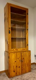 Beautiful Antique Wooden 2 Piece Gun Cabinet W Metal Finishings & Key