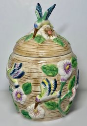 Beautiful Hand Painted Humming Bird Cookie Jar