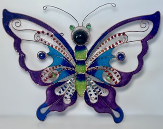 Beautiful House Of Hampton Purple Butterfly With Copper Gem Wall Plaque Decor