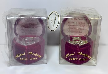 Hand Sculpted W/ 22k Gold Trim Glass Mini Bears