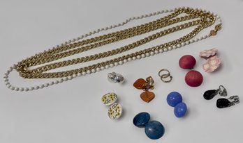 Assortment Of Clip On Earrings And Necklaces