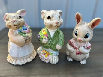 Ceramic Easter Bunnies - Set Of 3