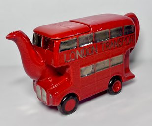Red Vintage London Transport Double Decker Bus Teapot