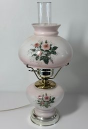 Pink Vintage Painted Roses Parlor Lamp 1 Of 2