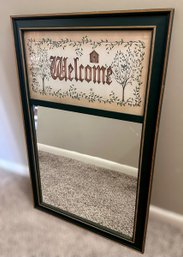Forest Green Framed Welcome Mirror