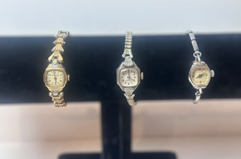 10k Gold Filled Bulova Watch, Kingston Watch, And Westclox Womans Watch