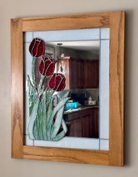 Beautiful Decorative Stained Glass Tulips On Mirror