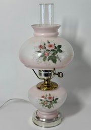 Pink Vintage Painted Roses Parlor Lamp 2 Of 2